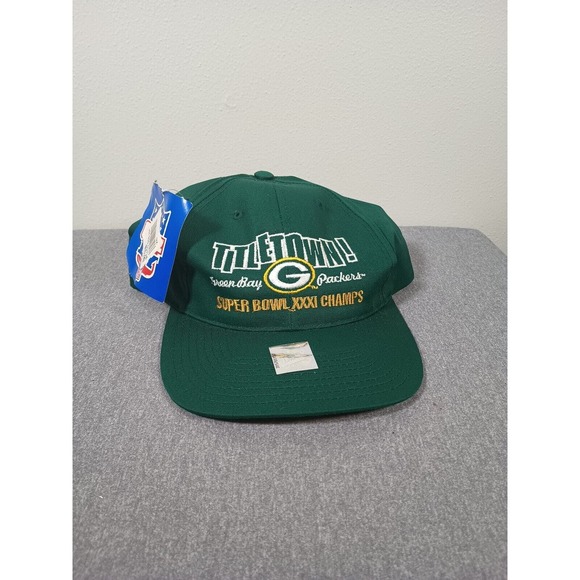 NEW VINTAGE PACKERS TITLETOWN SUPERBOWL 31 XXXI SNAPBACK HAT CAP (GREEN BILL) - Picture 1 of 10